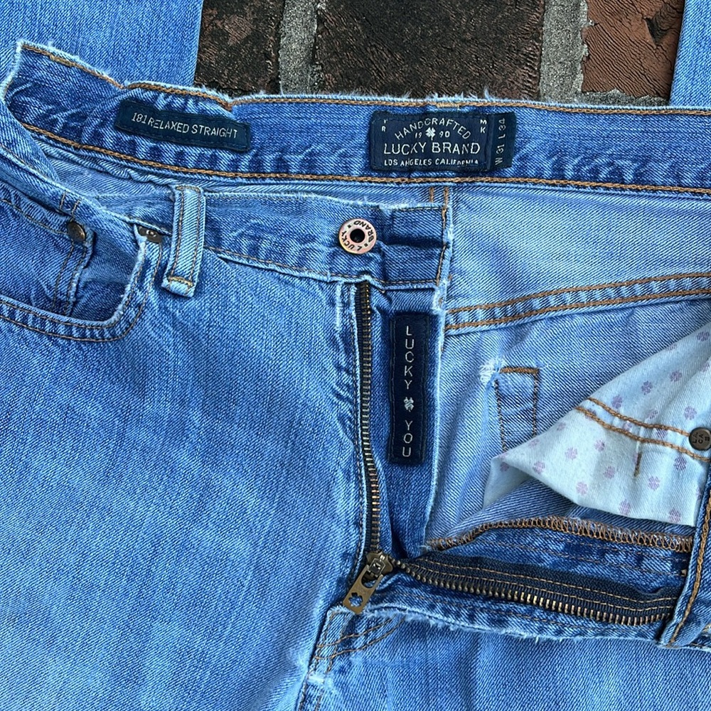 Lucky brand "181 relaxed straight" distressed blue jeans size 31 - Picture 4 of 7